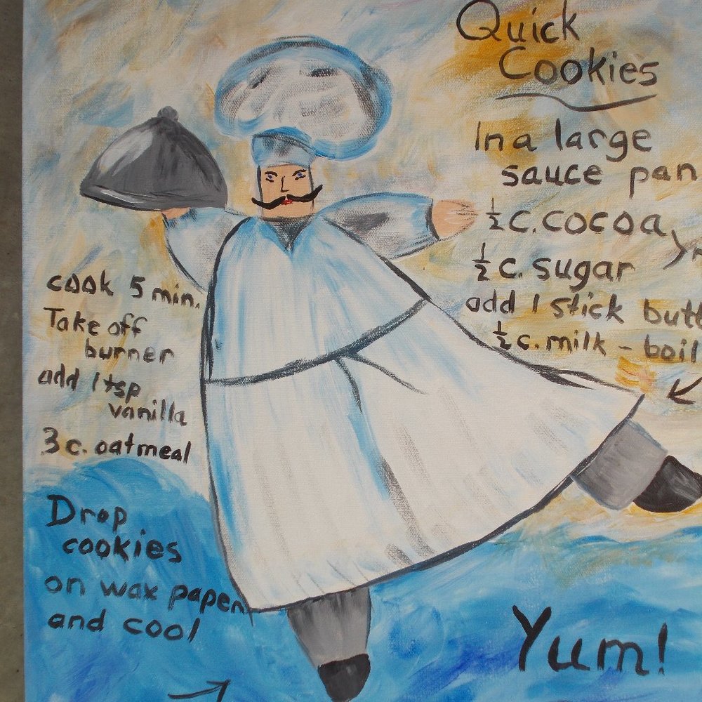 Chef Cookie Recipe acrylic painting 16"x20"